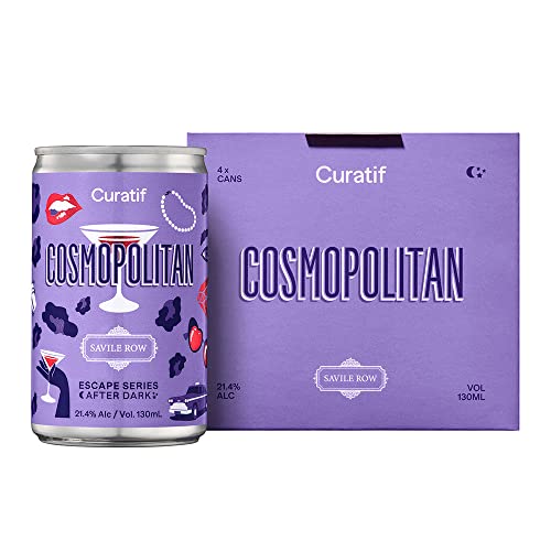 Curatif Savile Row Cosmopolitan - 21.4% ABV - Pack of 4 Ready to Serve Cocktails - 130ml each