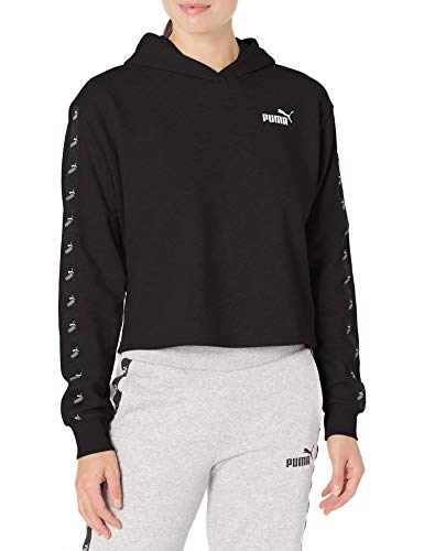 PUMA Women's Amplified French Terry Cropped Hoodie, Black, XL