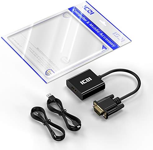 ICZI HDMI to VGA Adapter 1080P with 3.5mm Audio Jack, Active HDMI Female to VGA Male Converter for TV Stick, HDTV, Display, Monitor, Chromebook, Xbox, 360, PS4 and More
