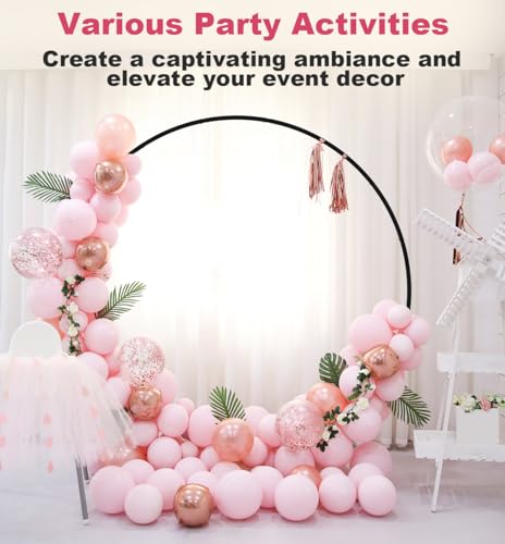 Fandature 7.4FT Round Wedding Arch with Extended Base for Ceremony, Stable Circle Arch Backdrop Stand Metal Balloon Frame with Two Water Bags for Birthday Party Baby Shower Decoration, Black by Fandature - Image 2