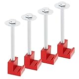 DriSentri Truck Tool Box Mounting Kit, 4pcs Aluminum Pickup Truck Bed Tie Downs Aluminum J Hooks No Drilling, Red