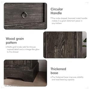 Vabches farmhouse dresser storage cabinet chest of drawer for bedroom 5 drawer dresser with sliding barn door 48 tall wood rustic dresser for bedroom living room entryway hallway dark oak  urban country home decor