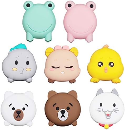 Door Handle Bumper 8 PCE Self-Adhesive Cartoon Animals Wall Protector Door Knob Wall Shield Rubber Buffer Crash Pads Door Stoppers for Furniture Glass Table, Bear Deer Frog Cat Chicken & White Cloud