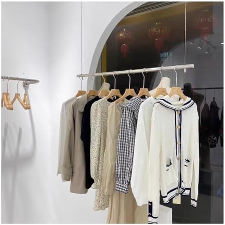 Adjustable Stainless Steel Ceiling Hanging Clothing Rack, 120cm Garment Display Shelf for Retail Stores, Multi-Purpose Clothes Organizer and Storage Solution