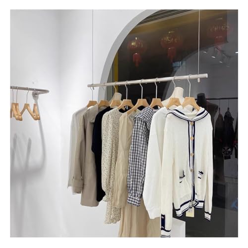 GRRICEPL Portants À Vêtements Suspendus Au Plafond À Hauteur Réglable, Portant À Vêtements en Acier Inoxydable, Étagère De Présentation pour Vêtements en Magasin(120cm)