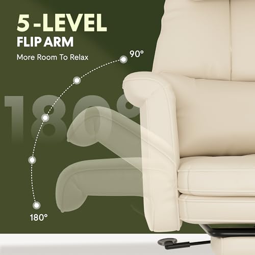 Image of FLEXISPOT Oversized Big and Tall Office Chair, 180 Flip Armrests for Pets&Cross Legged, Computer Desk Chair with Footrest, Lounge Chairs for Home Office Gaming Working, ScratchSafe Air Leather, Beige