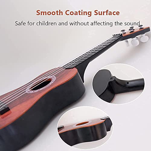 Image of 4-String Acoustic Guitar Learning Toy for Kids | 24 Inch Classical Ukulele Style Musical Instrument | Beginner Educational Guitar Toy for Boys & Girls | Lightweight Acoustic Learning Guitar (Brown)