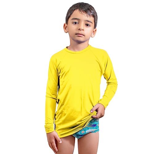 Camisa Térmica Infantil Segunda Pele Manga Longa Proteção Uv Cor:Amarelo;Tamanho:(11-12 Anos)