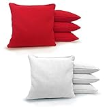 Johnson Enterprises, LLC 8 Standard Corn Filled Regulation 6"x6" Duck Cloth Cornhole Bags! (White/Re