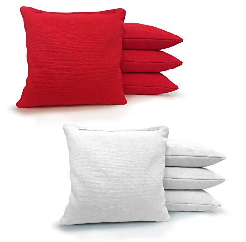 Johnson Enterprises, Llc 8 Standard Corn Filled Regulation 6"X6" Duck Cloth Cornhole Bags! (White/Red) #TOP6