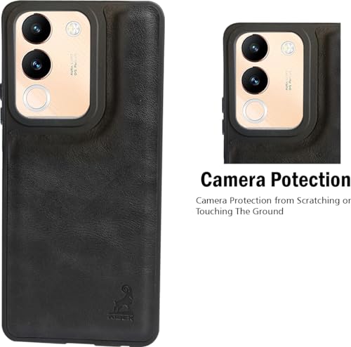 Image of AIBEX Shield Back Cover Case Compatible with Vivo V29e 5G Back Cover | Flexible Vegan Leather | Full Camera Protection | Raised Edges | Super Soft-Touch | Bumper Case