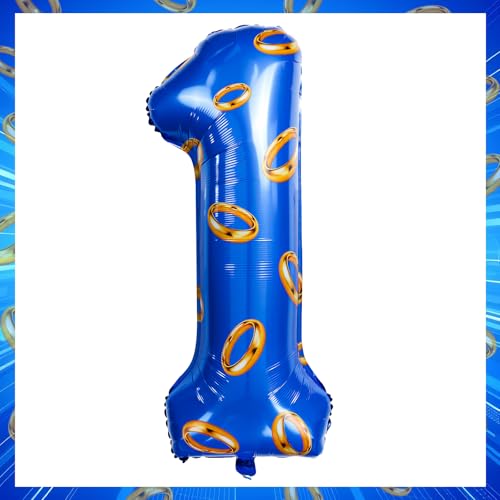Image of Number 40 Inch Blue and Gold Ring Balloon Birthday Number Decoration Aluminum Film Balloon Suitable for Boys and Girls Blue Theme Party Cartoon Party Decoration Supplies (1)