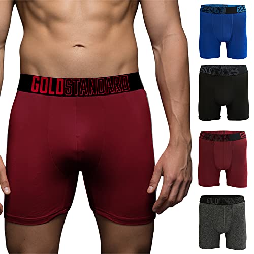 Gold Standard 4-Pack Men's Athletic Underwear - Performance Boxer Briefs For Men Pack - Anti Chafing Underwear Men