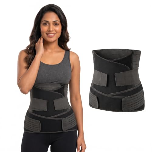 Image of 3-in-1 Post Pregnancy Abdominal Belt for Women - C-Section Abdomen Belt & Belly Wrap for After Delivery Recovery - Adjustable Postpartum Belt, Maternity Belt for Waist, Pelvis & Tummy Support (Free Size) (BLACK)