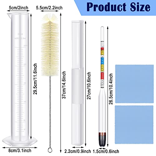 10 Pieces Hydrometer And Test Jar Set, Includes Triple Scale Alcohol Hydrometer 250 Ml Plastic Cylinder With Cleaning Brush And Cloth Storage Case Manual For Wine Beer Mead Cider Brewing Supplies #TOP1