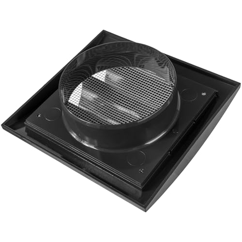 Vent Systems Ø100mm 153x148 mm Schwarz - HVAC Abluftkanalabdeckung - Dunstabzugshaube - Außentrockner Entlüftungsabdeckung mit Öffnungsklappe - klimagerät luftabzug wanddurchführung wetterschutzgitter