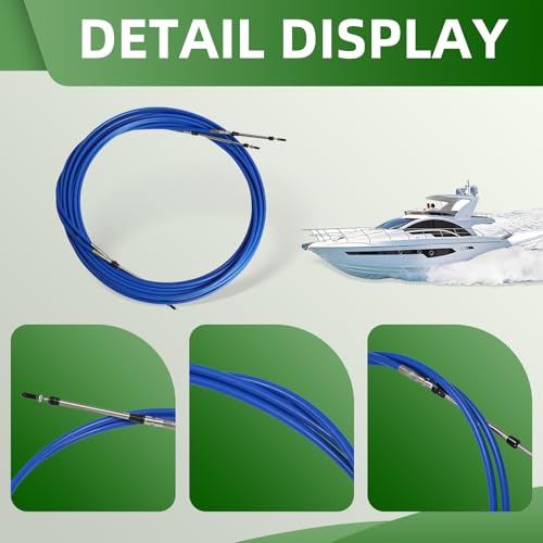 Yunnergo 2Pcs 30FT 9 Meter Marine Throttle Shift Control Cable 3300/33C Compatible with Marine Outboard Engine Motor Steering System Blue Control Box by Yunnergo - Image 3
