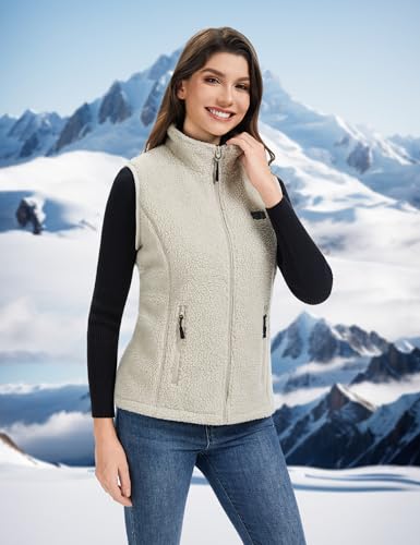 Toastiv Heizweste Damen mit Powerbank 7.4V 18400mAh，Fleece Wärmeweste - Waschbar Beheizte Weste für Outdoor & Alltag,Beige,M