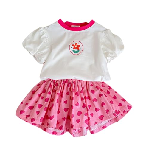 Image of Girls Summer Outfits Toddler Girl Shorts Set Cotton Casual Short Sleeve Shirt and Shorts 2-7T