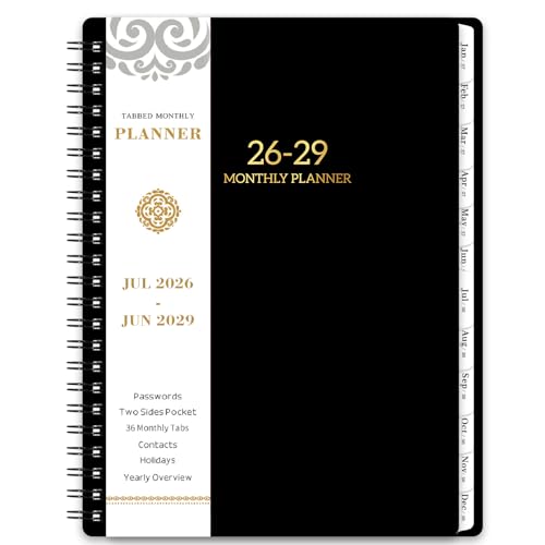 2026-2029 Monthly Planner/Calendar - 3 Year Monthly Planner 2026-2029, Jul. 2026 - Jun. 2029, 6.3" x 8.4", monthly planner with Spiral Bound, Notes Pages, 36-Month Tabs, Inner Pocket, 3 Year Calendar