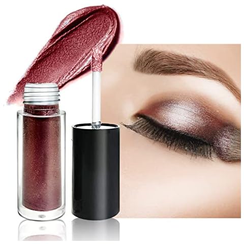 Glitter Eyeshadow Liquid, Long Lasting and Waterproof,Highly Pigmented Metallic Shimmer,Glitter Gel Eyeshadow Quick-Drying, Vegan and Cruelty-Free Eye Makeup For Women and Girls(Red-brown) Cover