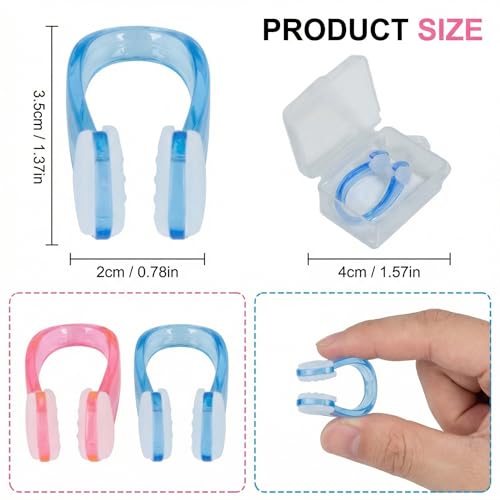 NOVAHAUS Nose Clip for Swimming, 4 PCS Silicone Waterproof Nose Plugs for Adults with Individual Storage Case, Soft Comfortable Non-Slip Fit for Pool Training Diving Water Sports Multi-Color