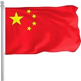 FLGCLUB China Chinese Flag 3x5 Ft Outdoor, Vibrant Color Fade Resistant China Flags Polyester Double Stitched, Chinese National Flag Canvas Header and Brass Grommets