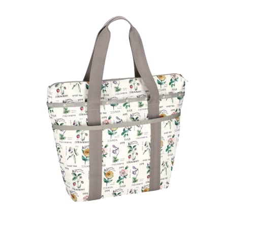 Lesportsac Garden Grows Everyday Zip Tote Handbag/Travel Bag, Style 3867/Color E701, Romantic Blooms, Juicy Strawberries & Verdant Greenery, A Garden Of Botanic Beauties Evokes Renewal #TOP2