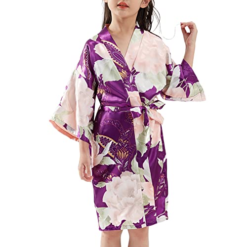 Kids Toddler Baby Girls Print Half Sleeve 𝗡ight𝐝ress Japanese Kimono Yukata Spring Summer Clothes for Little
