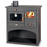 Prity 1P34 - Estufa de leña con apertura a la izquierda, puerta izquierda, parte superior de hierro fundido, certificado CE, cocina de combustible sólido
