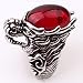 BellaAlong Hommes Cubique Zircone Ruby Dragon Tête Anneau Nordique Viking Serpent Serpent Ouroboros Anneau Vintage Gothique Ouvert Réglable Animal Totem Amulette Bijoux Cadeaux,Argent,Adjustable