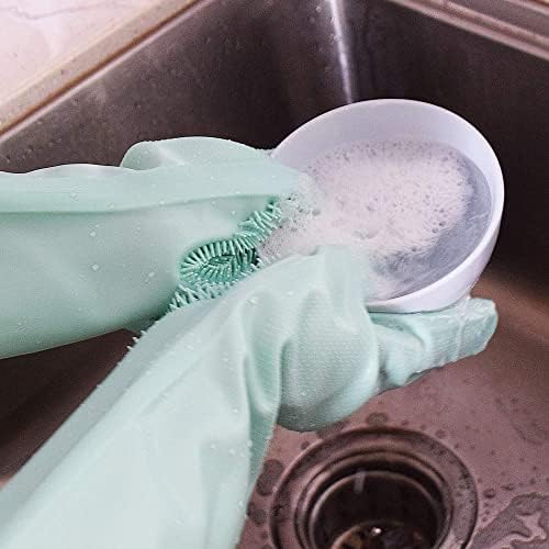 Magic Silicone Rubber Dish Washing Gloves Kitchen Pet Bath Cleaning Scrubber (Blue), M