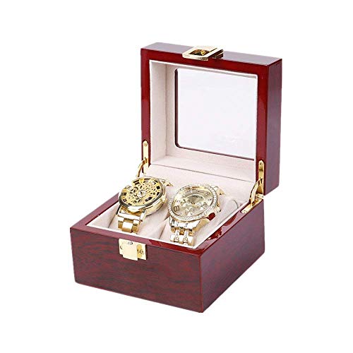 ZCYY Elegante Uhrenbox, Holzfarbe Hochwertige Uhrenbox Farbe Schmuckschatulle Uhrenaufbewahrungsverpackung für Glasuhrenboxen (Color : Red, Size : B) Cover