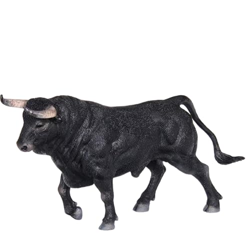 AMBIENTS ARTESANIA - Toros de Juguete - Toro Bravo de Juguete de Resina - Negro Zaino Trotando - Hecho a Mano - Postura Realista - Medidas 14 x 8 x 8 cm - Figura Resistente