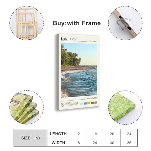 BMtyDG Real Photo Lake Erie Decor Canvas Poster Wall Art Prints Room Aesthetic Murals Bedroom And Living Decorations Frame 16x24inch