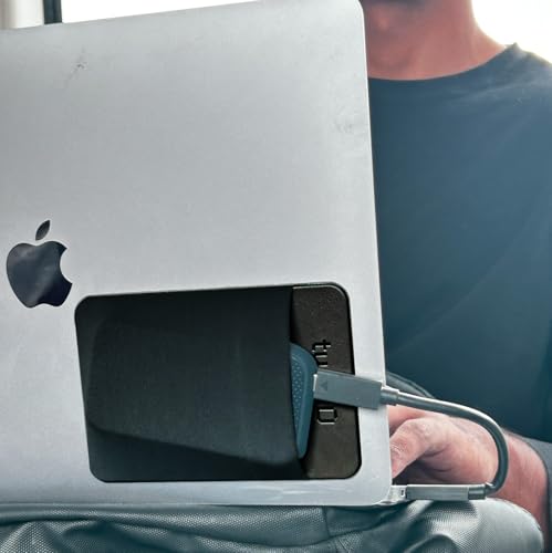 Image of Tuck'd Portable SSD Hard Drive Sleeve - Reusable Adhesive Laptop Mount - Stick-On External Storage Holder for MacBook & Tablets - Travel Pocket Pouch for SSD, Cables & Accessories (Small, Black)
