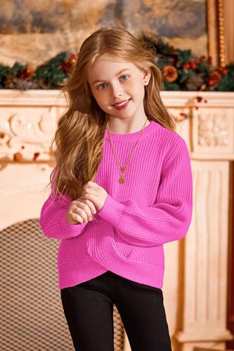Image of Arshiner Girl's Sweaters Kids Twist Front Cute Pullover Knitted Jumper Fall Winter Clothes