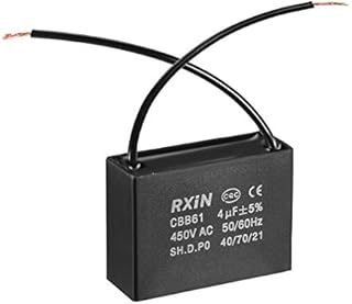 sourcing map Ceiling Fan Capacitor CBB61 4uF 450V AC 2 Wires Metalized Polypropylene Film Capacitors 47x17.5x34.5mm for Water Pump Motor Generator