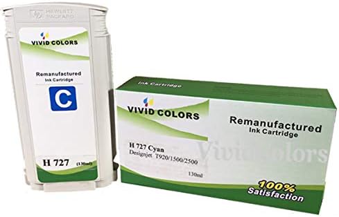 Vivid Colors Replacement Inkjet Cartridge 727 727C (727 Cyan B3P19A 130ml) for Printer T920 T930 T1500 T1530 T2500 T2530 Printer
