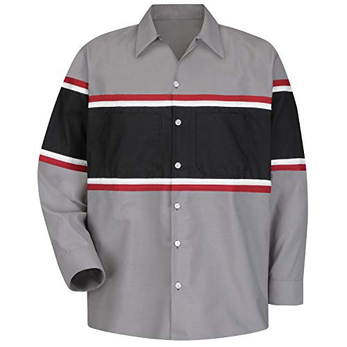 Image of Red Kap Men's Long Sleeve Industrial Work Shirt | Moisture Wicking Button Up, Wrinkle Resistance Fights Fading & Stains