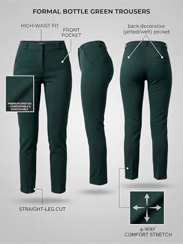Image of modny Formal Trousers for Women Premium Polycotton, Regular Fit, Straight Pant for Girls | Ideal for Office, College & Professional Wear
