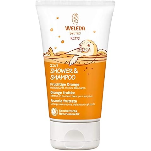 WELEDA Bio Kids 2in1 Shower & Shampoo Fruchtige Orange, Naturkosmetik Duschgel und Bodylotion zur schonenden Reinigung von Haut und Haar, geeignet für Kinder ab drei Jahren (1 x 150 ml) Cover