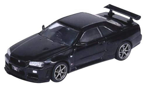 Skyline GT-R (R34) V-SPEC II RHD negro 1/64 en diecast miniatura 1