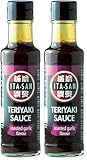 ITA-SAN Salsa Teriyaki con sabor dulce a soja y un toque de ajo, es una salsa sazonadora con aromas orientales, 1 x 150 ml (Paquete de 2)