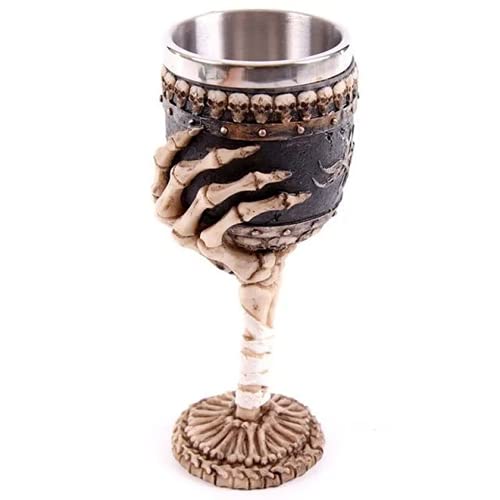 Nc Creative Skull Hand Goblet, 200Ml Gothic Ossuary Palm Skull Skeletal Bones Armor Wine Cup Resin Body Stainless Steel Goblet Drinking Cup Party Drinkware Halloween Decor #TOP27
