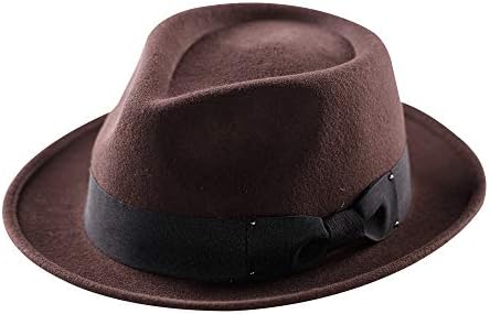 Short Brim Fedora,Men Wool Trilby Felt 