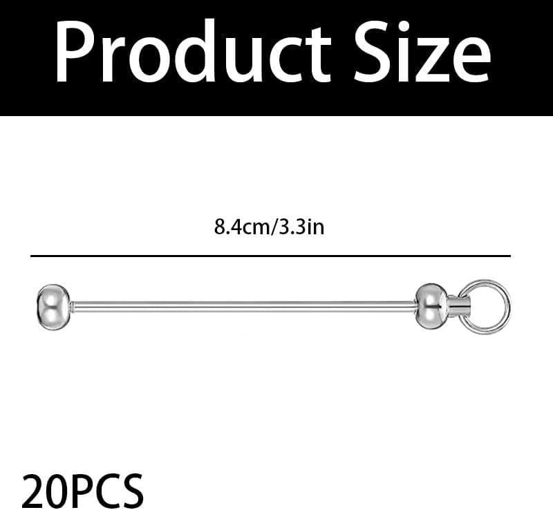 20 Pcs Beadable Keychain Bars Bulk Blank Metal Key Chain BarsBeaded Keychain Pendant Charms Accessories for DIY Crafts Jewelry Making Supplies - Image 2