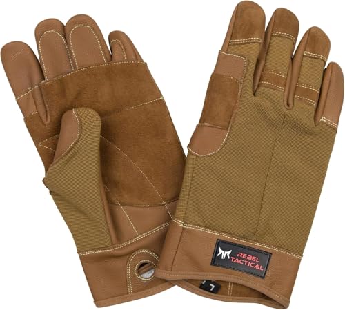 Rebel Tactical Leather Rappel Gloves for Climbing (Medium)