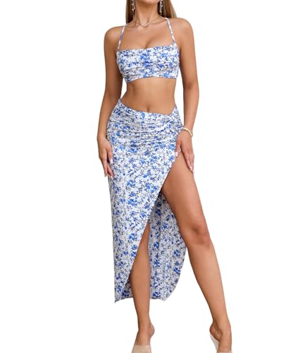 XinFSh Women's Two Piece Skirt Sets Floral Summer Beach Vacation