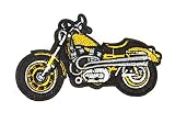 Gemelolandia | Harley Davidson Aufnäher, bestickt, 9,5 x 5 cm, Gelb | Originelle Geschenke | Aufnäher, Manschettenknöpfe, Schlüsselanhänger und Mehr | Für Hochzeiten, Taufen und Besondere Anlässe
